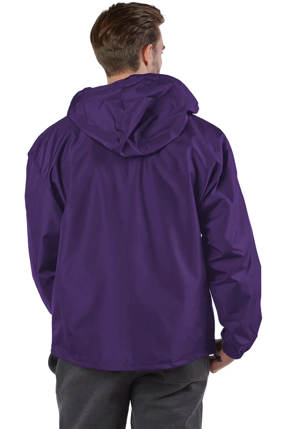 Champion Mens Packable Wind & Water Resistant Anorak 1/4 Zip Hooded Jacket - Ravens Purple
