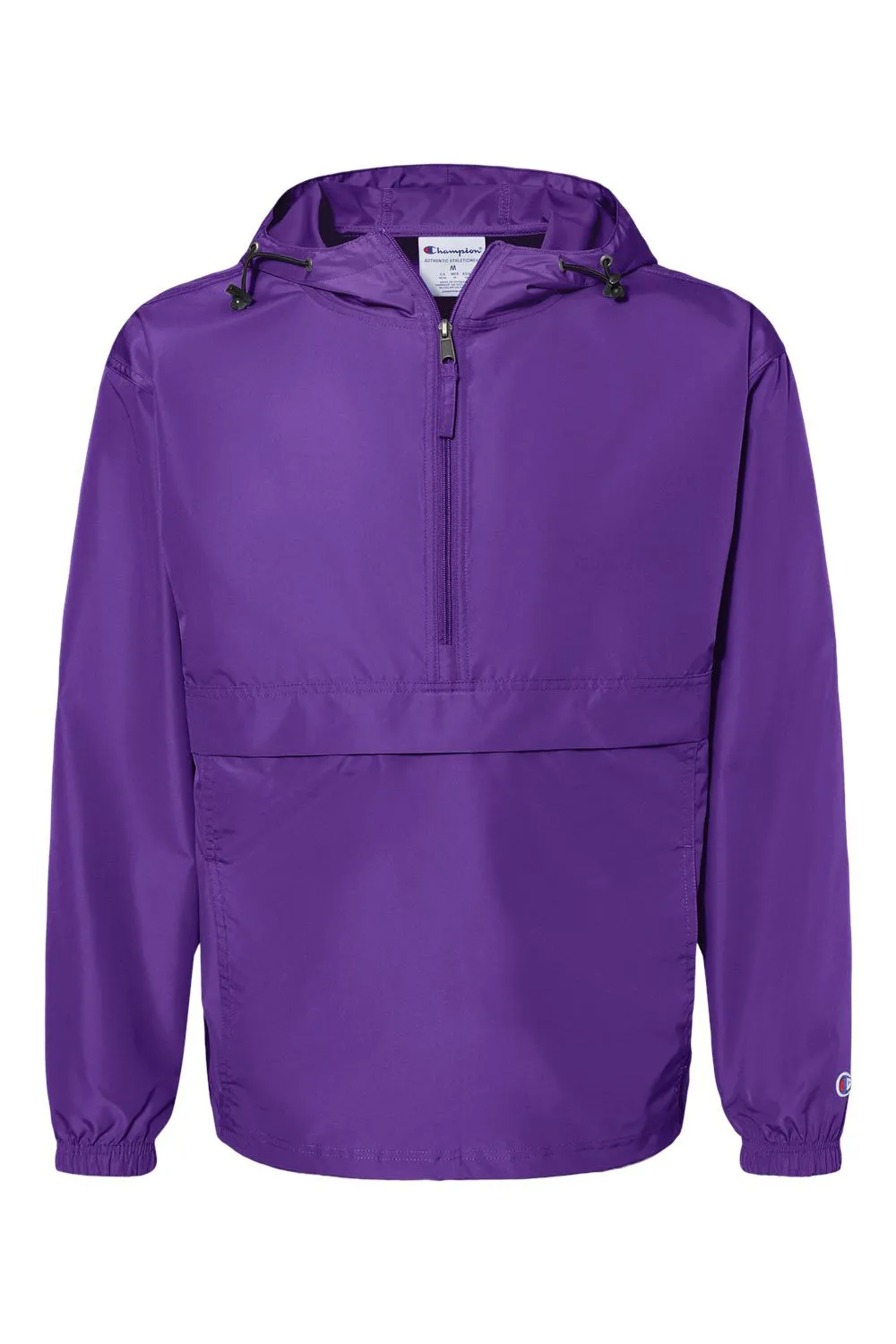 Champion Mens Packable Wind & Water Resistant Anorak 1/4 Zip Hooded Jacket - Ravens Purple