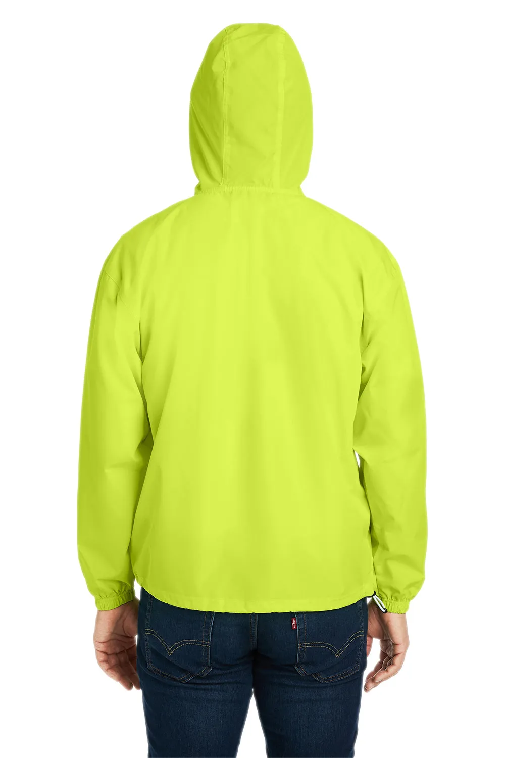 Champion Mens Packable Wind & Water Resistant Anorak 1/4 Zip Hooded Jacket - Safety Green