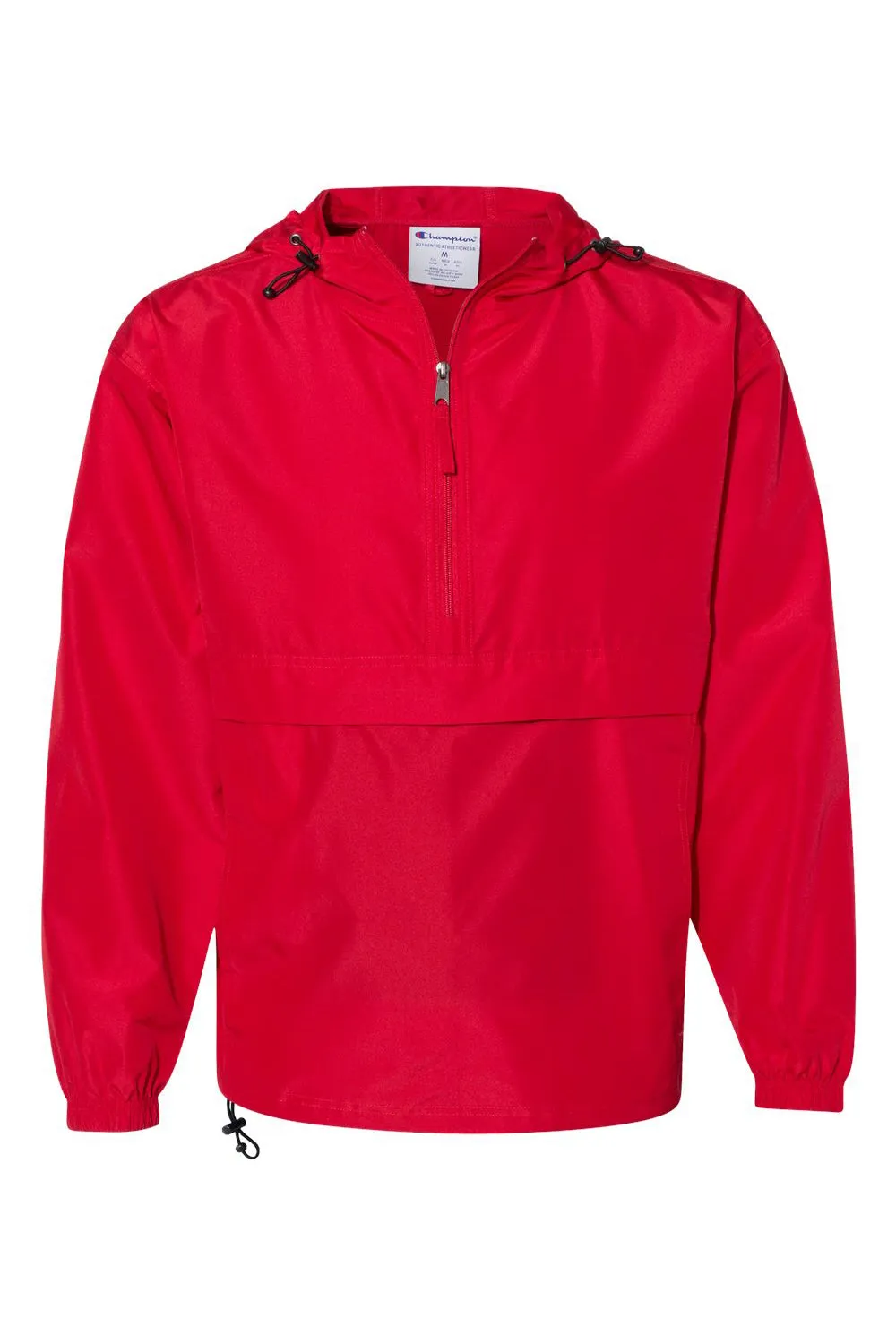 Champion Mens Packable Wind & Water Resistant Anorak 1/4 Zip Hooded Jacket - Scarlet Red