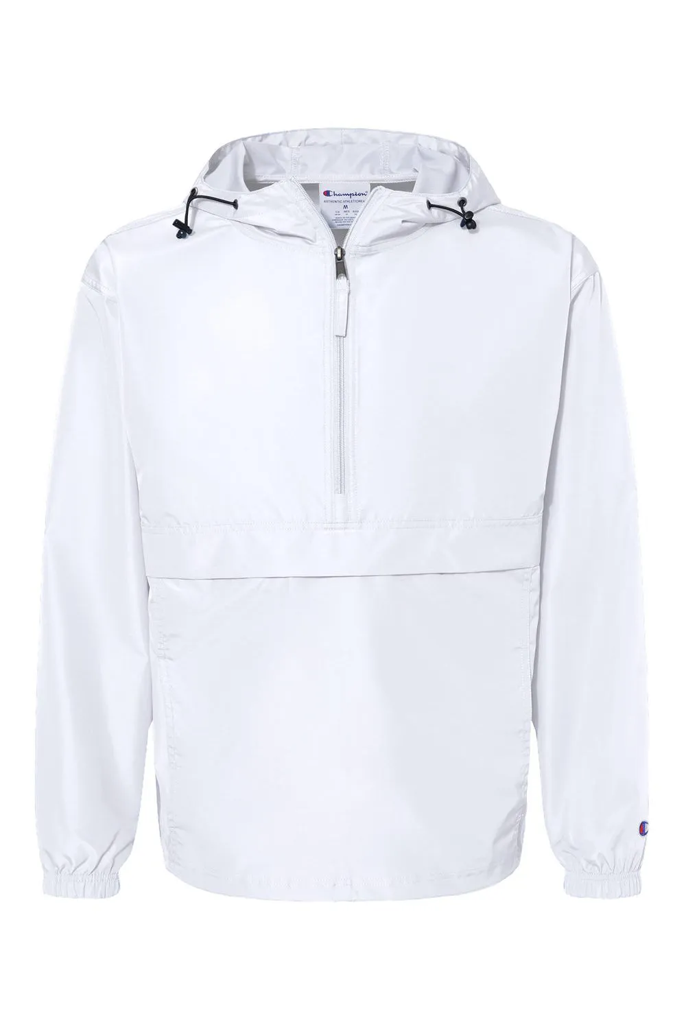 Champion Mens Packable Wind & Water Resistant Anorak 1/4 Zip Hooded Jacket - White