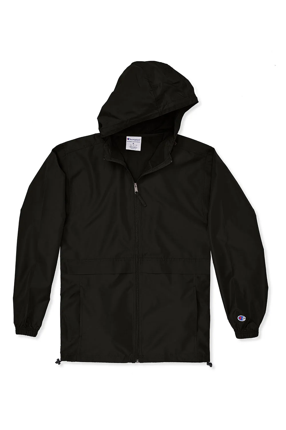 Champion Mens Wind & Water Resistant Full Zip Hooded Anorak Jacket - Black