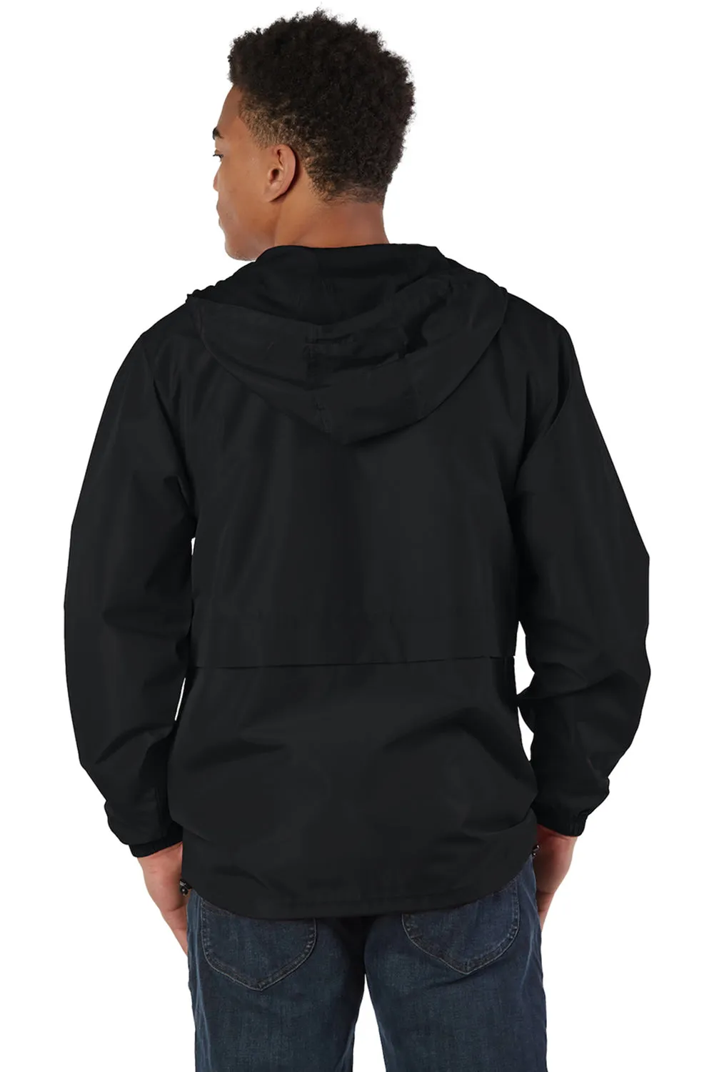 Champion Mens Wind & Water Resistant Full Zip Hooded Anorak Jacket - Black