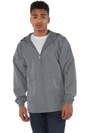 Champion Mens Wind & Water Resistant Full Zip Hooded Anorak Jacket - Graphite Grey