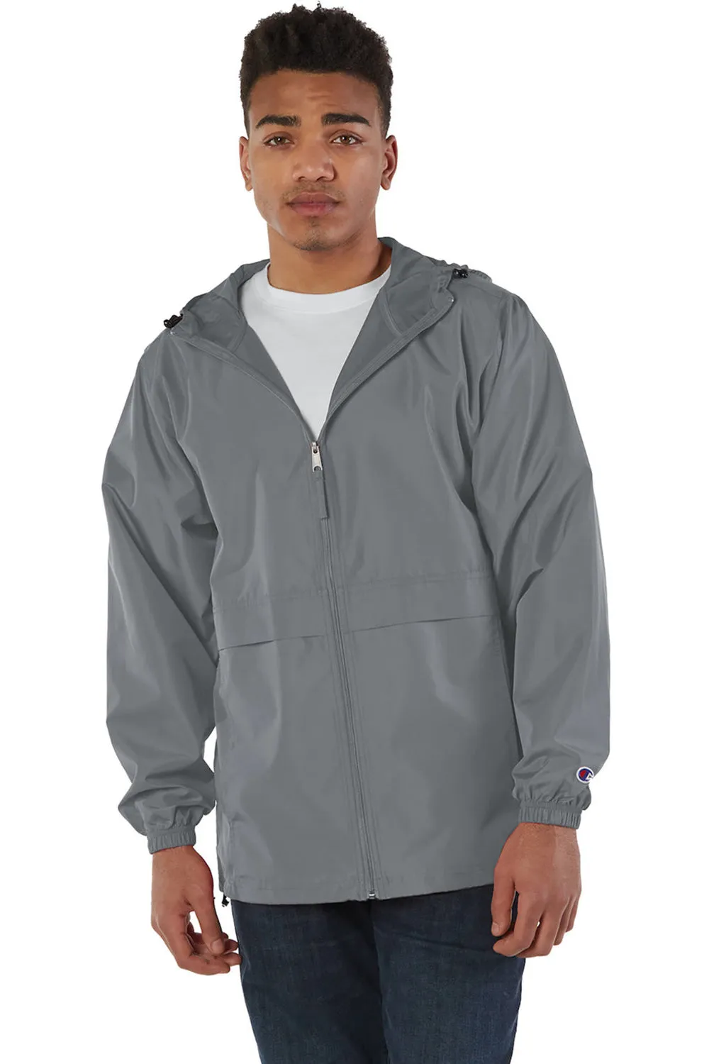Champion Mens Wind & Water Resistant Full Zip Hooded Anorak Jacket - Graphite Grey