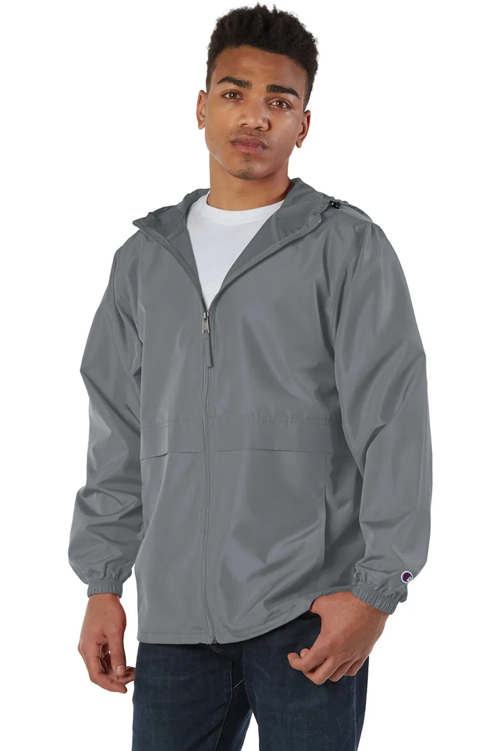Champion Mens Wind & Water Resistant Full Zip Hooded Anorak Jacket - Graphite Grey