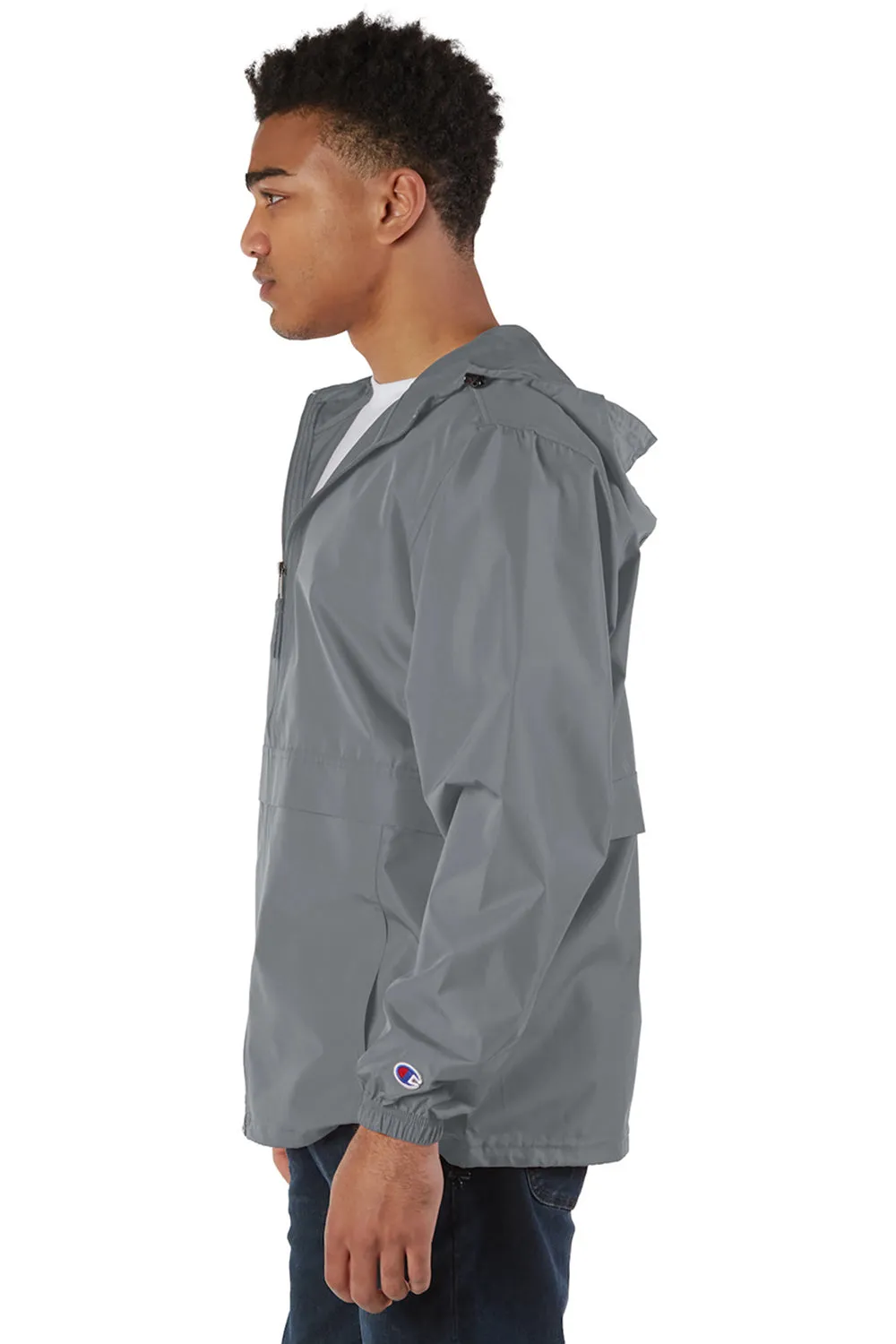 Champion Mens Wind & Water Resistant Full Zip Hooded Anorak Jacket - Graphite Grey