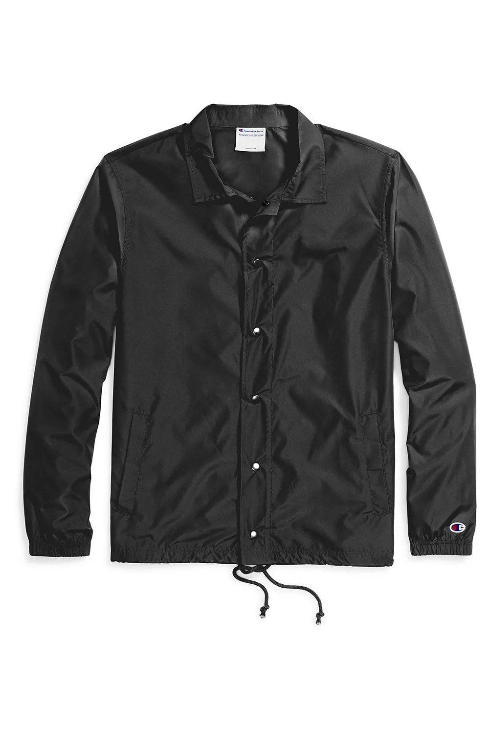 Champion Mens Wind & Water Resistant Snap Down Coach's Jacket - Black