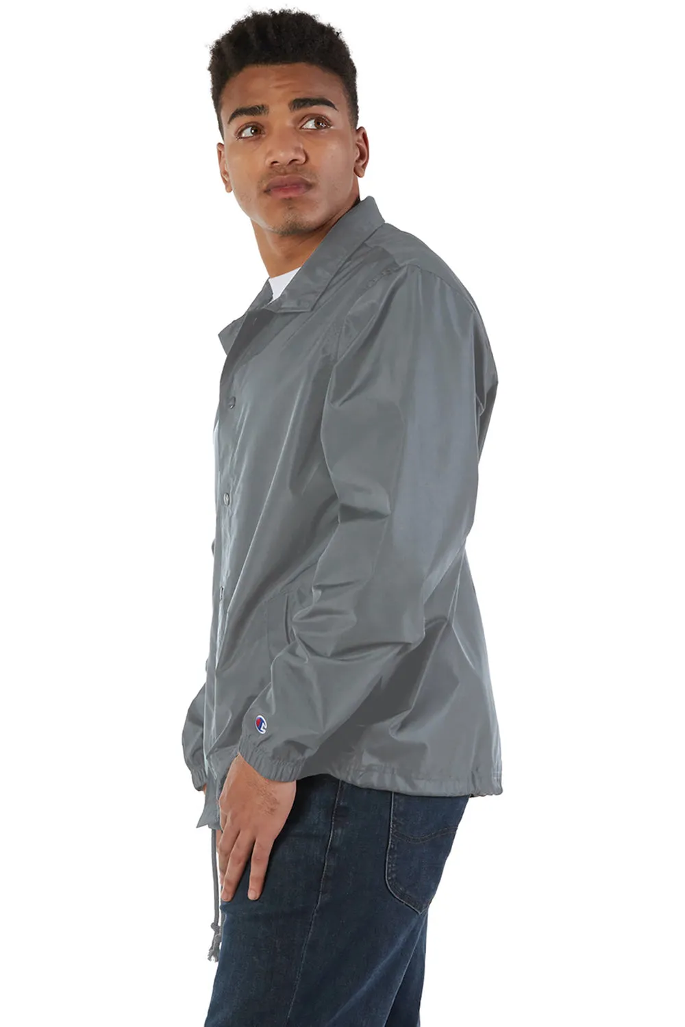 Champion Mens Wind & Water Resistant Snap Down Coach's Jacket - Graphite Grey