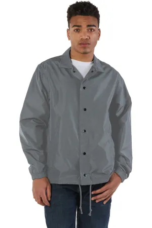 Champion Mens Wind & Water Resistant Snap Down Coach's Jacket - Graphite Grey