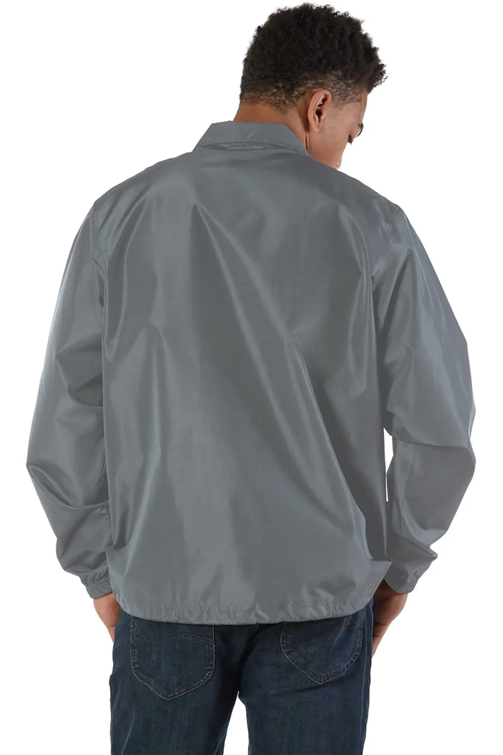 Champion Mens Wind & Water Resistant Snap Down Coach's Jacket - Graphite Grey