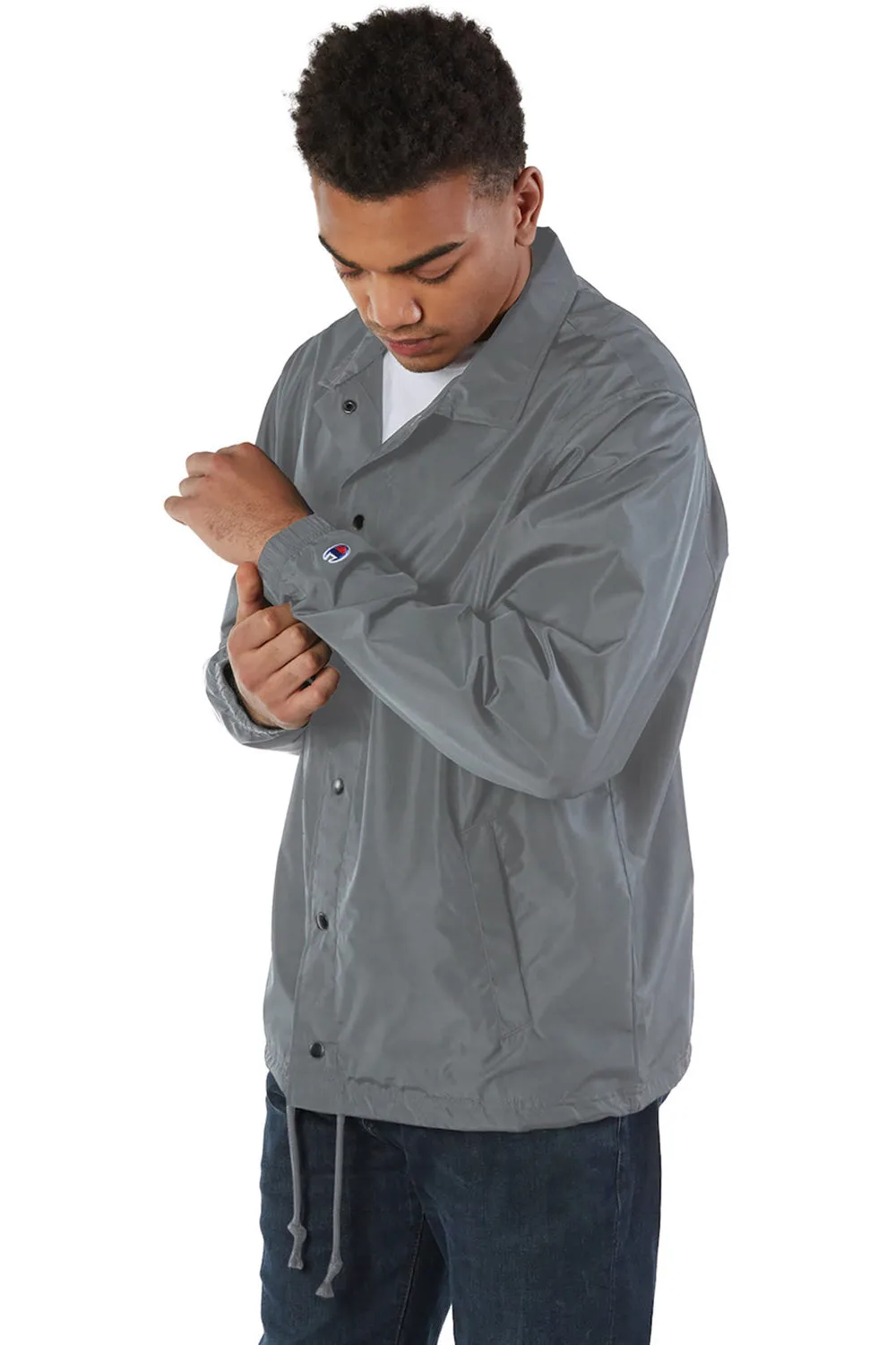 Champion Mens Wind & Water Resistant Snap Down Coach's Jacket - Graphite Grey