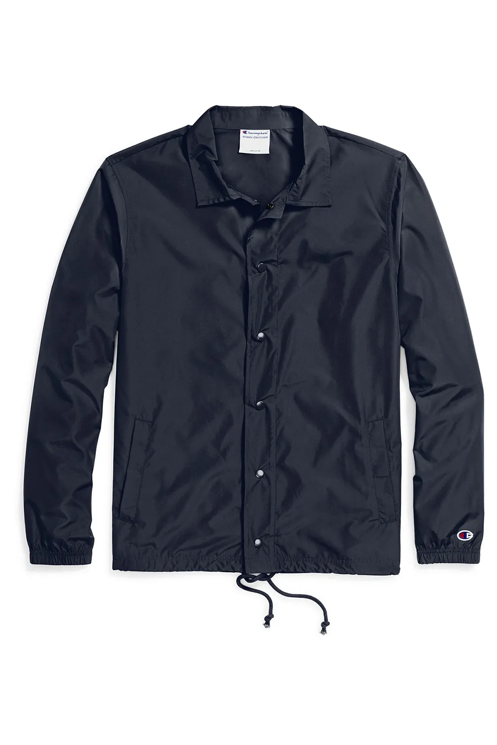 Champion Mens Wind & Water Resistant Snap Down Coach's Jacket - Navy Blue