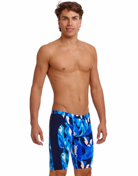 Chaz Michael Swim Training Jammers - Blue funky trunks swim shorts, mens funky trunks swimwear