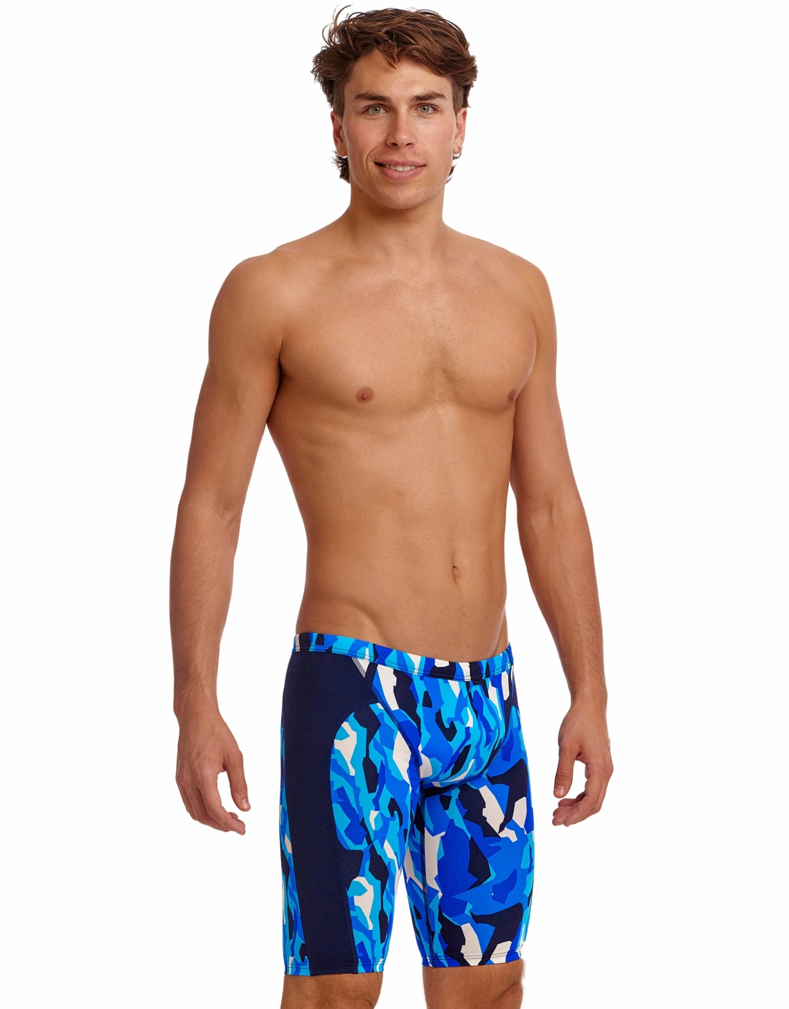Chaz Michael Swim Training Jammers - Blue funky trunks swim shorts, mens funky trunks swimwear
