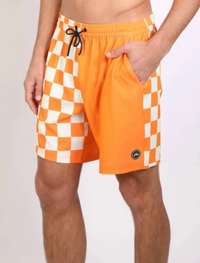 Checkmate Elastic Walkshort In Orange mens beach swimwear, quick dry mens swimsuits