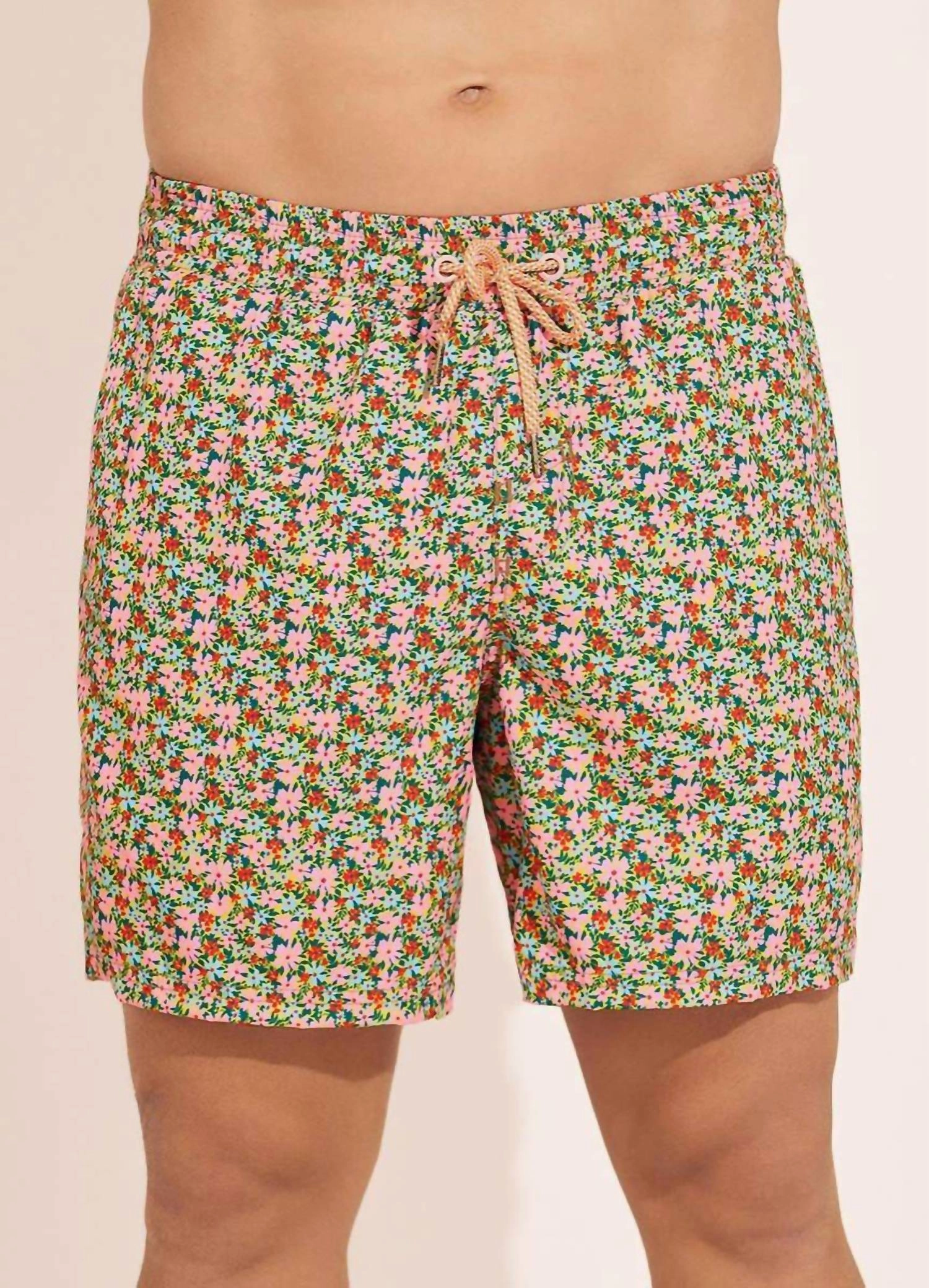 Cheery Blossom Sailor Men Trunks In Multi mens beach swimwear, quick dry mens swimsuits