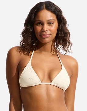 Chiara Slide Tri Bikini Top - Ecru full coverage swim tops, cute bikini tops