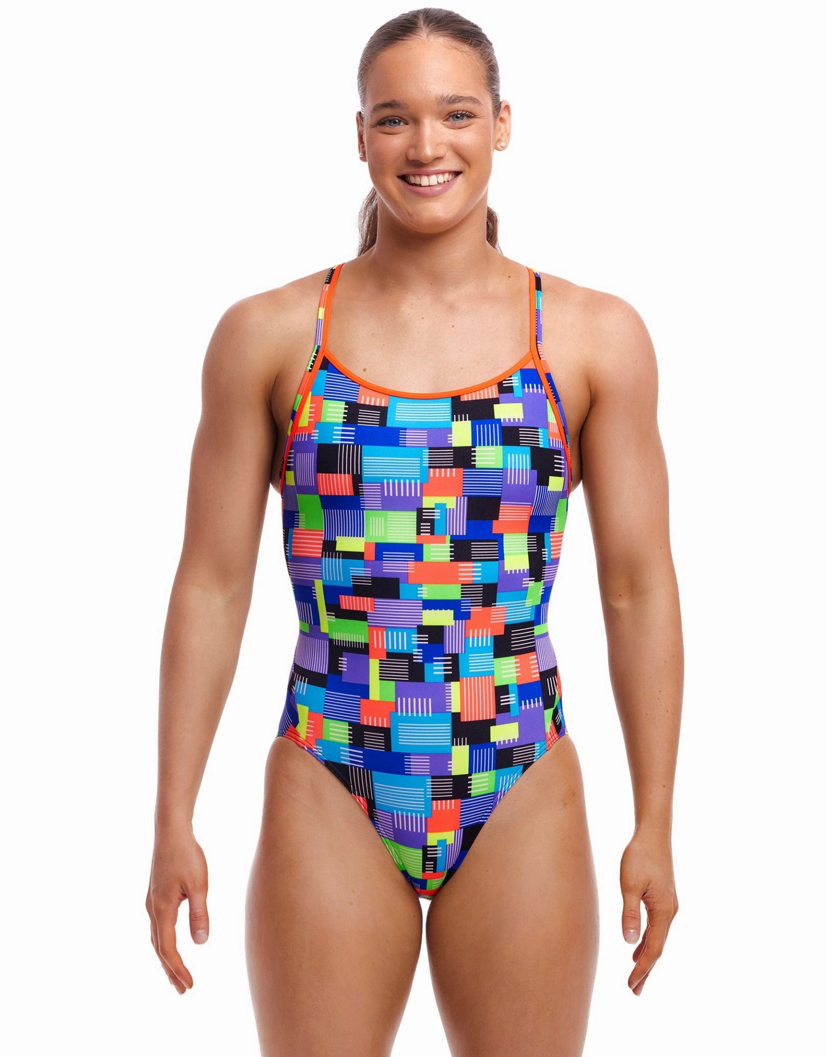 Chip Set Diamond Back Swimsuit - Blue/Multi funkita womens swimsuits, funkita colorful swimwear