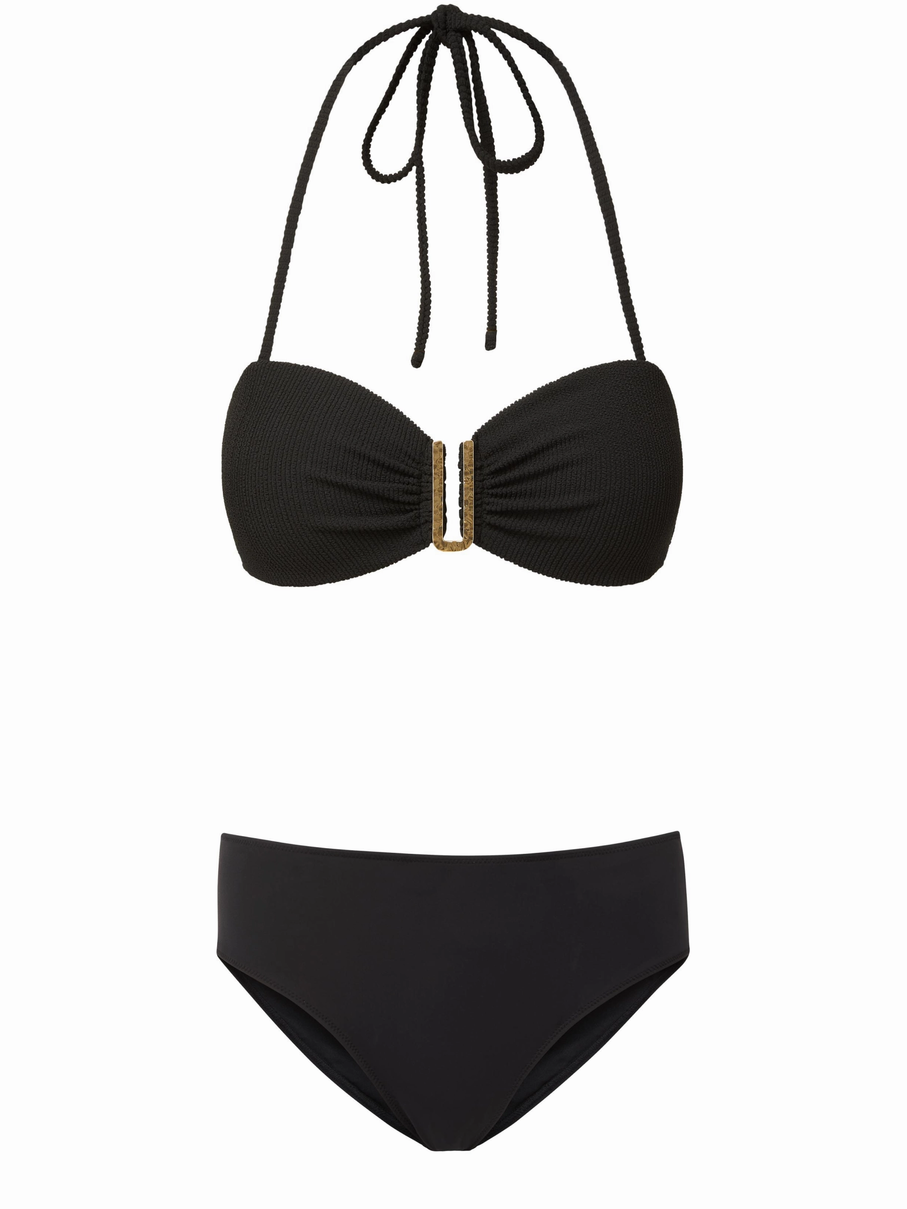 Cindy Top   Classic Midrise Bottom in Black Texture bikini bottom with tie sides, swim top for sunbathing