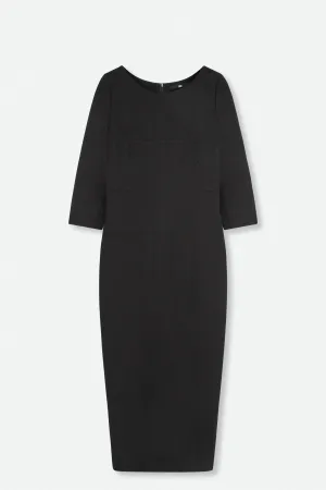 CLARE 3/4 SLEEVE WIDE NECK DRESS IN PONTE KNIT