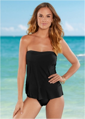 Classic Bandeau Tankini - Black Beauty plain swimwear women, minimalist swimsuits