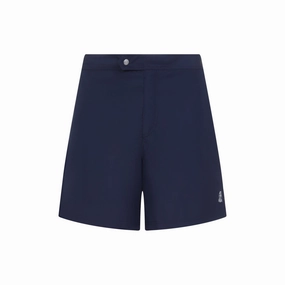Classic Blue Swim Shorts With Subtle Logo Detail mens full coverage swimwear, stylish mens swim trunks