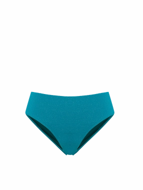 Classic Midrise Bottom In Jungle Green Metallic Pique fashionable beach swimwear, modern womens bikinis