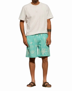 Classic Ropes Trunks In Aqua Tropics mens full coverage swimwear, stylish mens swim trunks
