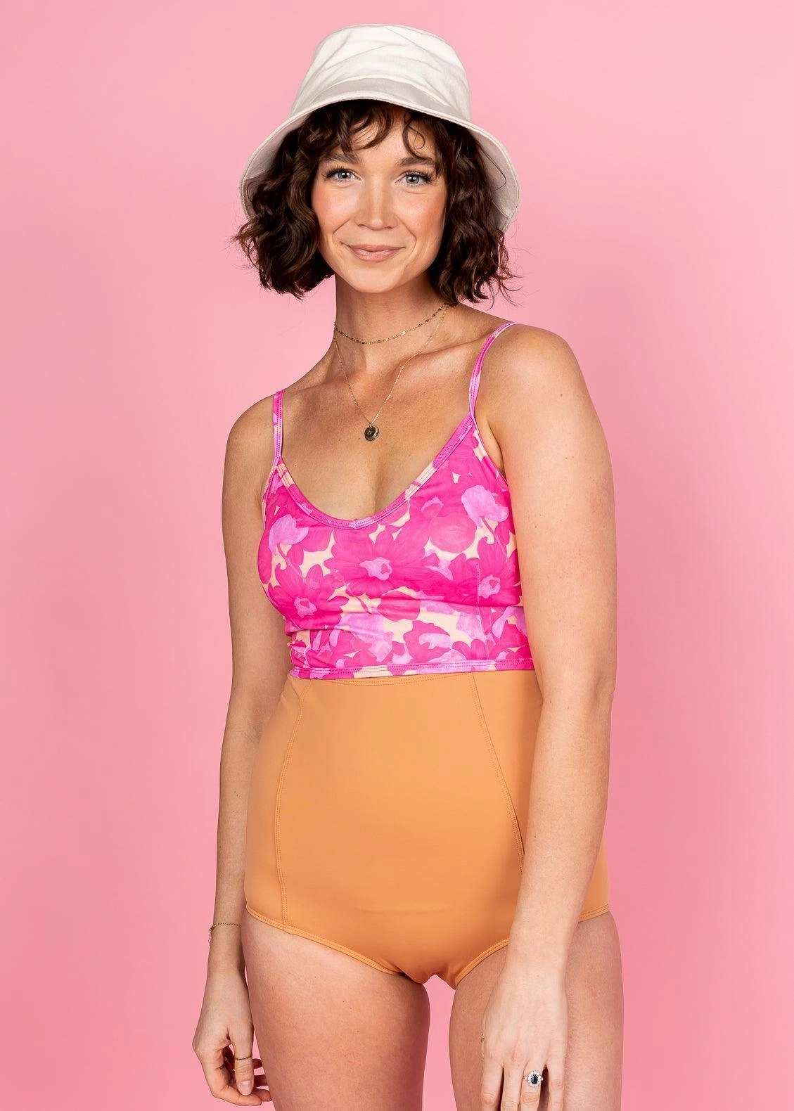 Clay | Extended High-Waisted Bottoms elastic waistband swim bottoms, mix-and-match bikini bottoms