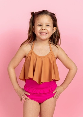 Clay | Mini Swing Top girls full coverage swimwear, kids swimwear for pool