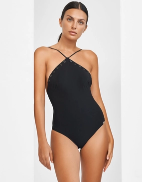 Code Swimsuit - Black padded swimwear for women, padded bikini tops