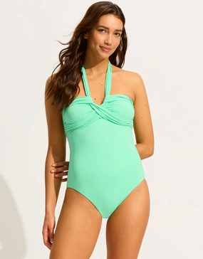 Collective Halter Bandeau Swimsuit - Mint bandeau swimsuits for women, strapless swimwear tops