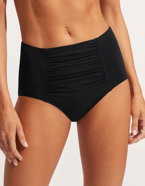 Collective High Waisted Bikini Pant - Black adjustable swim bottoms women, flattering bikini bottoms