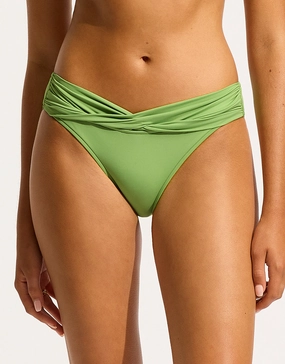 Collective Twist Band Hipster Bikini Pant - Sage full coverage swim tops, cute bikini tops