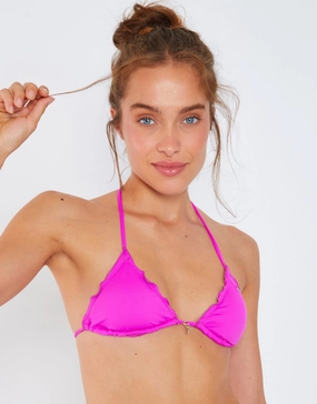 Colorsun Ciro Bikini Top - Fuchsia full coverage swim tops, cute bikini tops