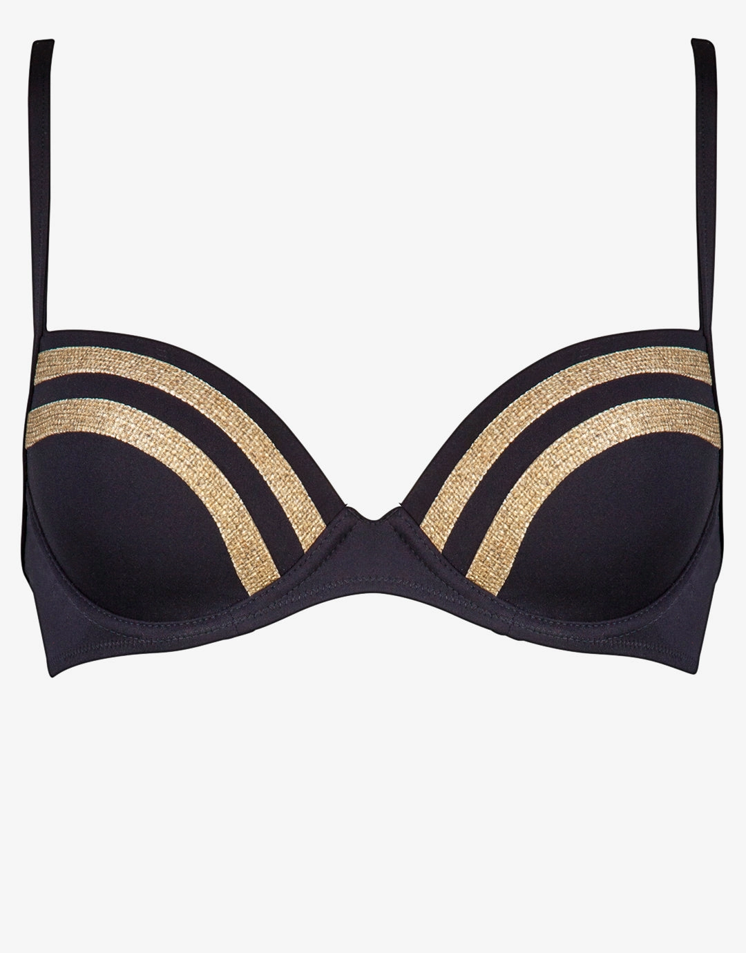 Construction Moulded Underwired Bikini Top - Black full coverage swim tops, cute bikini tops