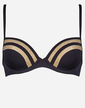 Construction Moulded Underwired Bikini Top - Black full coverage swim tops, cute bikini tops