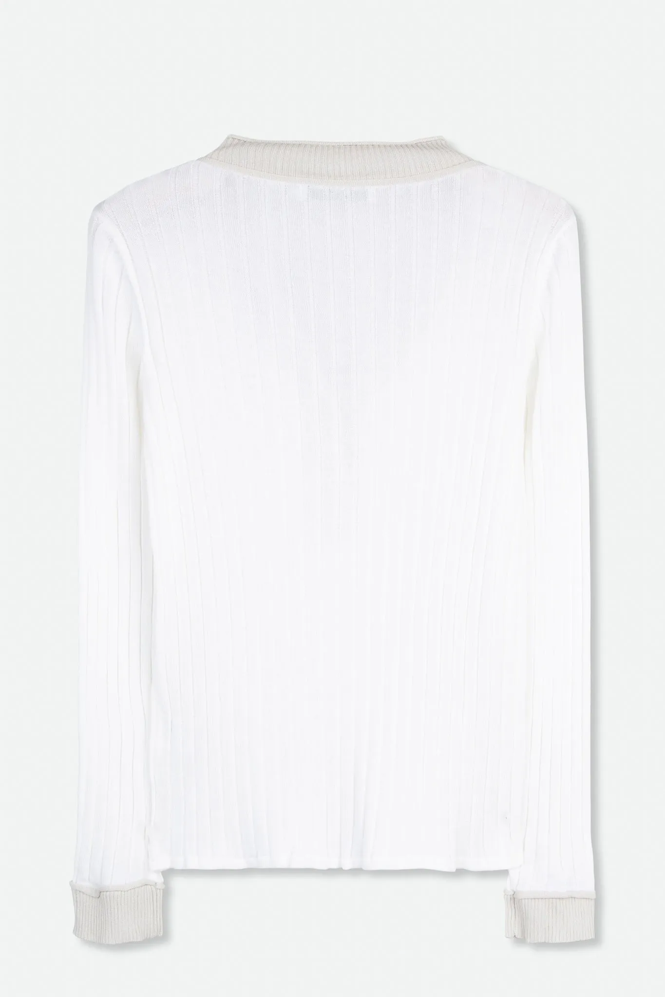 CONTRAST HEM WIDE RIB V HENLEY