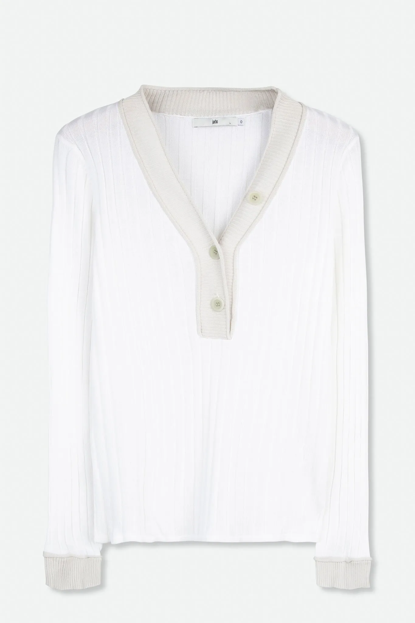 CONTRAST HEM WIDE RIB V HENLEY