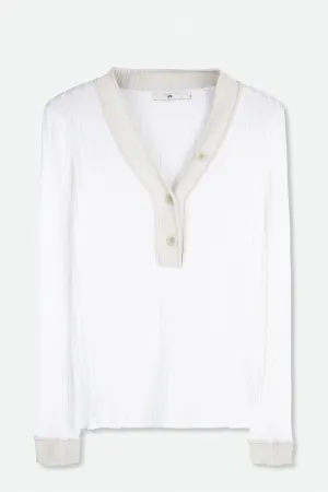 CONTRAST HEM WIDE RIB V HENLEY