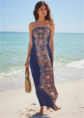 Convertible Maxi Dress - Median Paisley swimwear for all body types, comfortable womens beachwear