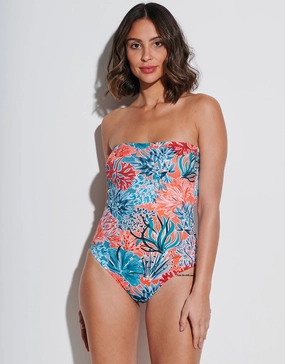 Coral Bandeau Swimsuit bandeau swimsuits for women, strapless swimwear tops