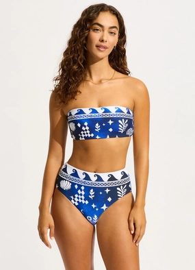 Corfu High Waisted Bikini Bottom - Azure push up bikinis women, sporty womens bikini sets