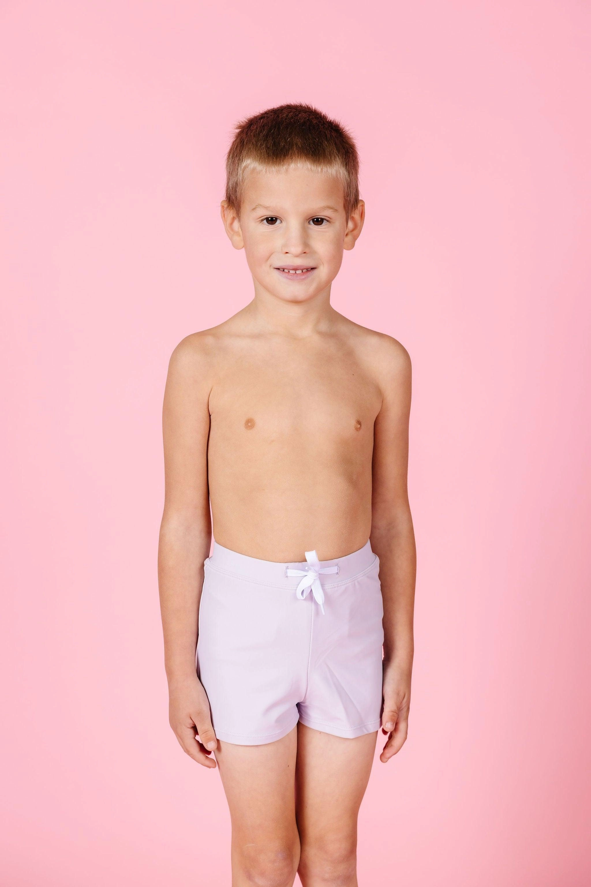 Cotton Purple | Mini Euro Shorts boys summer swimwear, boys rash guard swim sets