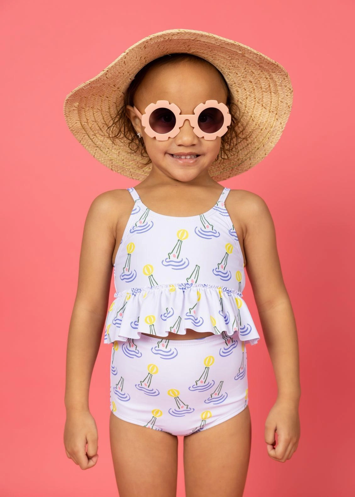 Croc | Mini High-Waisted Bottoms girls full coverage swimwear, kids swimwear for pool