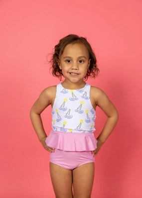 Croc | Mini Racer Back Top girls full coverage swimwear, kids swimwear for pool