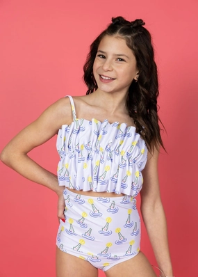 Croc | Youth Oversized Ruffle Top girls full coverage swimwear, kids swimwear for pool