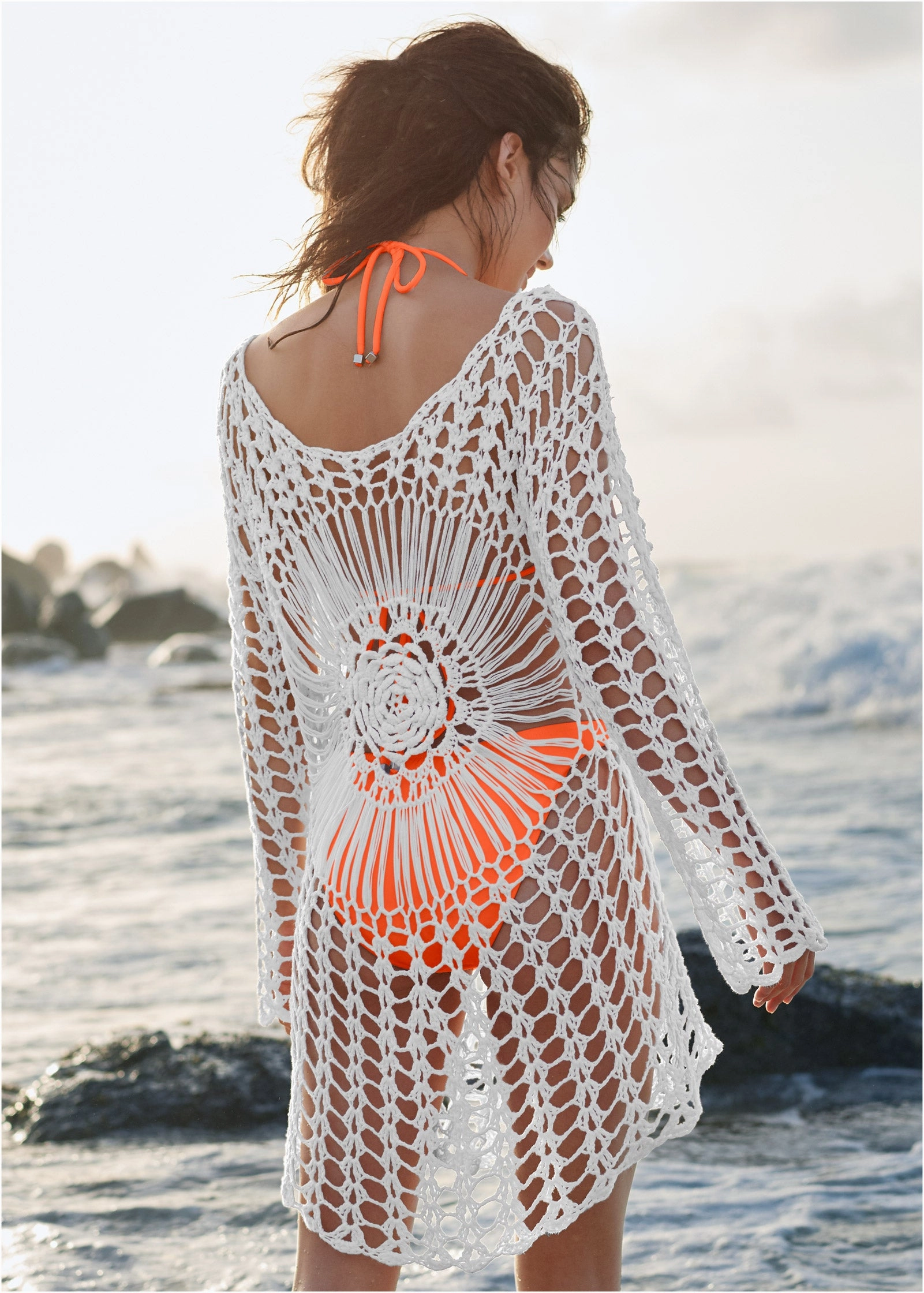 Crochet Detail Cover-Up - White