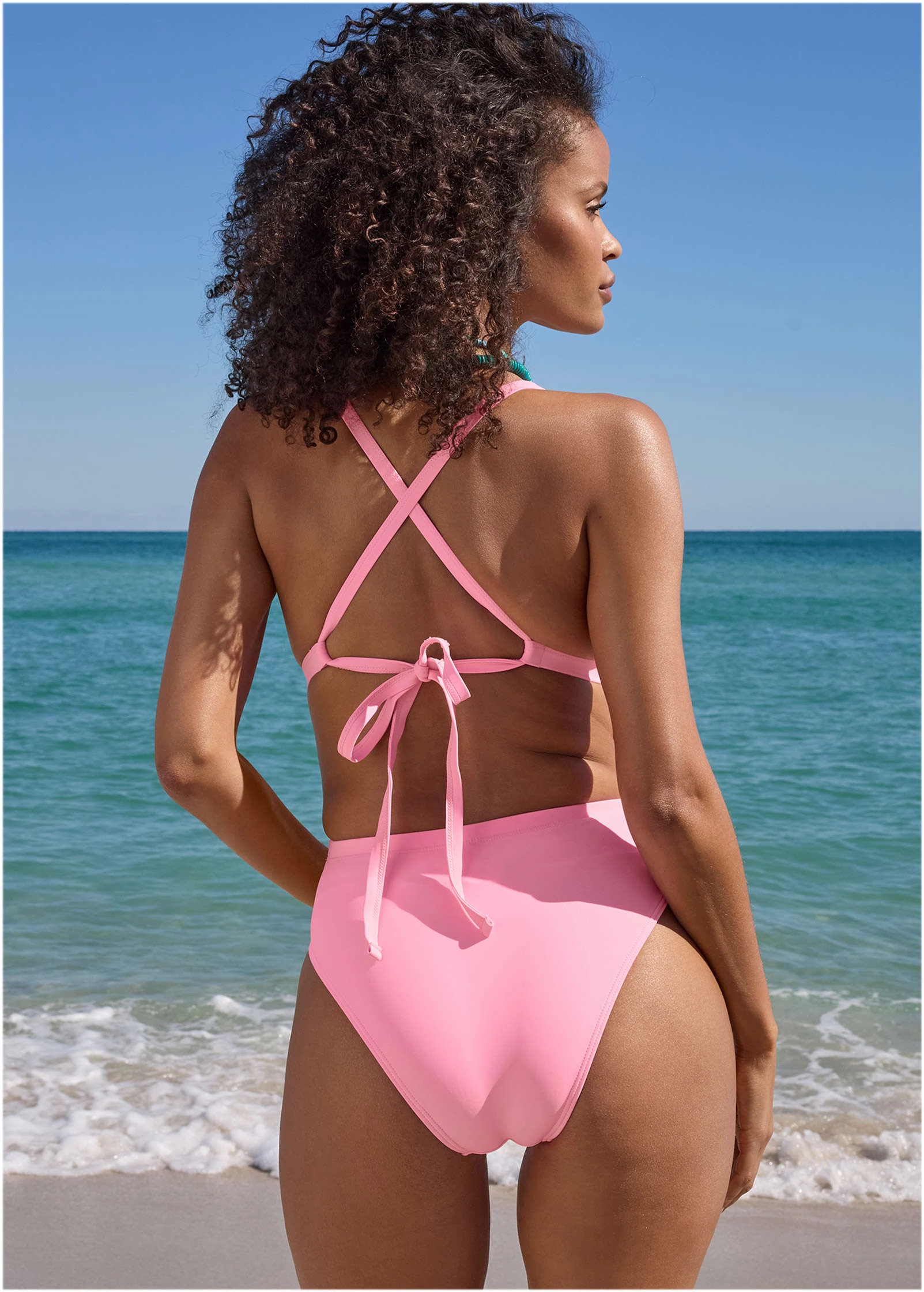 Crochet Open Back One-Piece - Pink Multi